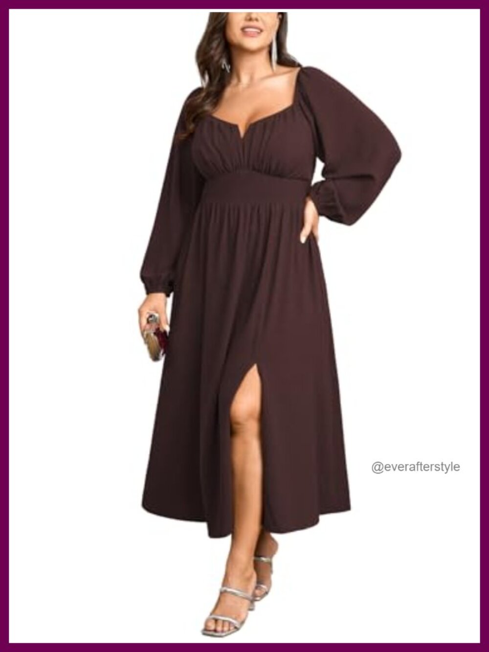 Plus Size Formal Long Sleeve Maxi Dress Wedding Guest